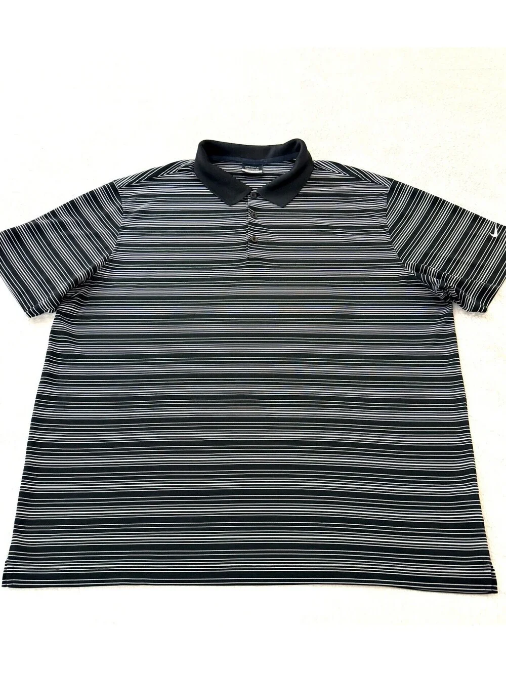 Nike Golf Dri-FIT Polo Shirt Men’s XXL Black White Striped Short Sleeve